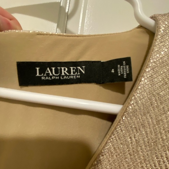 Ralph Lauren Gold Flutter Sleeve V-Neck Gown - Picture 8 of 12